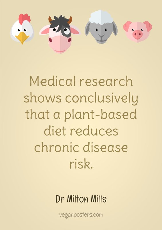 Medical research shows conclusively that a plant-based diet reduces chronic disease risk.