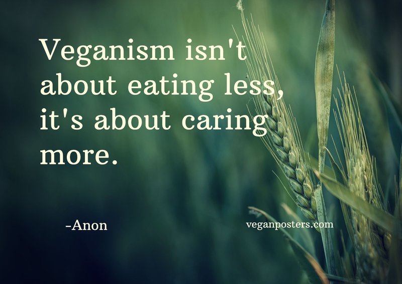 Veganism isn't about eating less, it's about caring more.