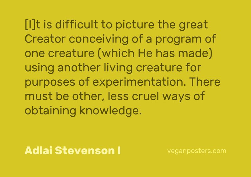 [I]t is difficult to picture the great Creator conceiving of a program of one creature (which He has made) using another living creature for purposes of experimentation. There must be other, less cruel ways of obtaining knowledge.

