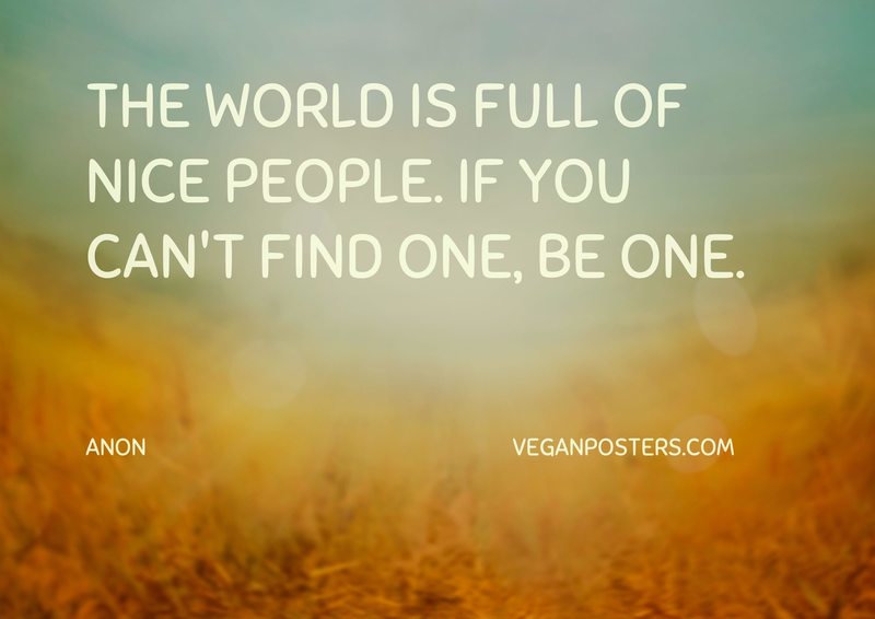 The world is full of nice people. If you can't find one, be one.