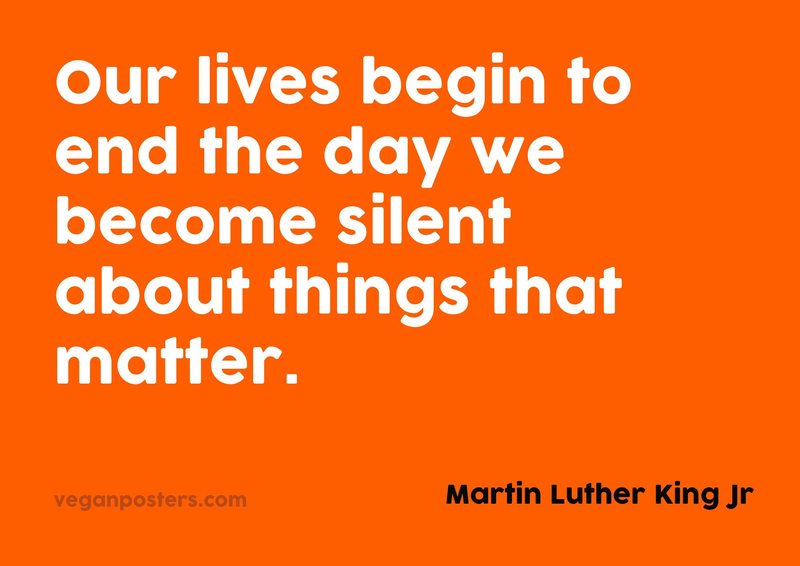 Design: Orange, Black And White Our lives begin to end the day we become silent about things that matter.