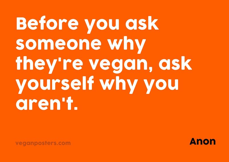 Before you ask someone why they're vegan, ask yourself why you aren't.