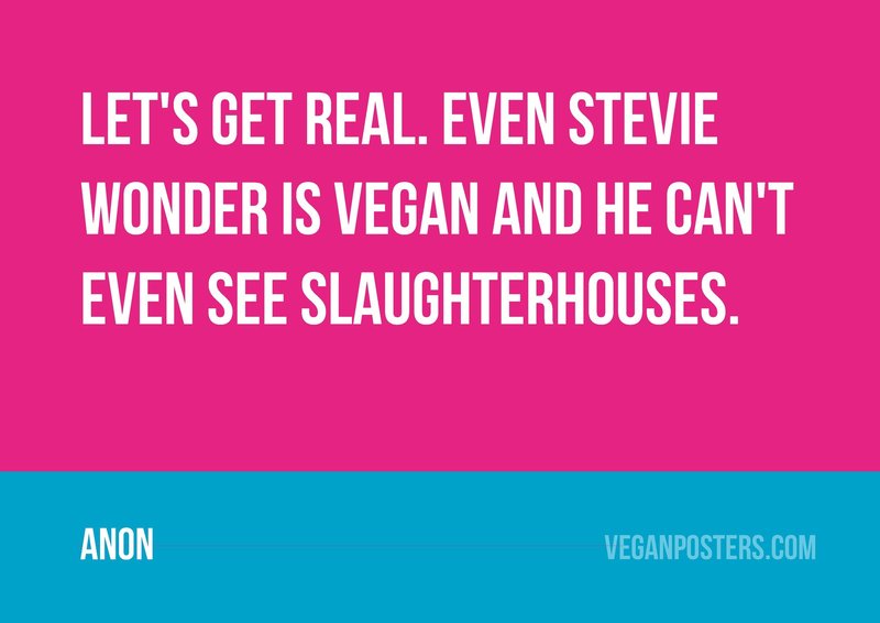 Let's get real. Even Stevie Wonder is vegan and he can't even see slaughterhouses.
