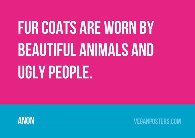 Fur coats are worn by beautiful animals and ugly people.