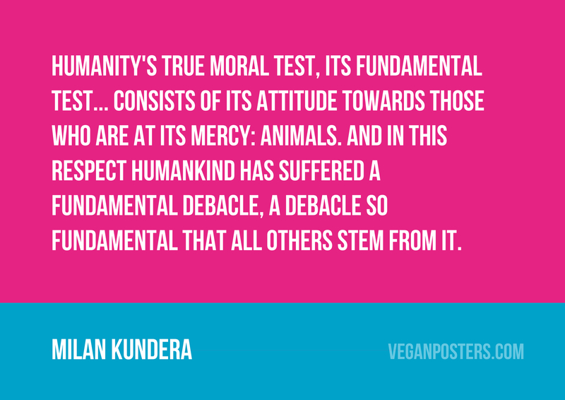 Humanity's true moral test, its fundamental test... consists of its attitude towards those who are at its mercy: animals. And in this respect humankind has suffered a fundamental debacle, a debacle so fundamental that all others stem from it.