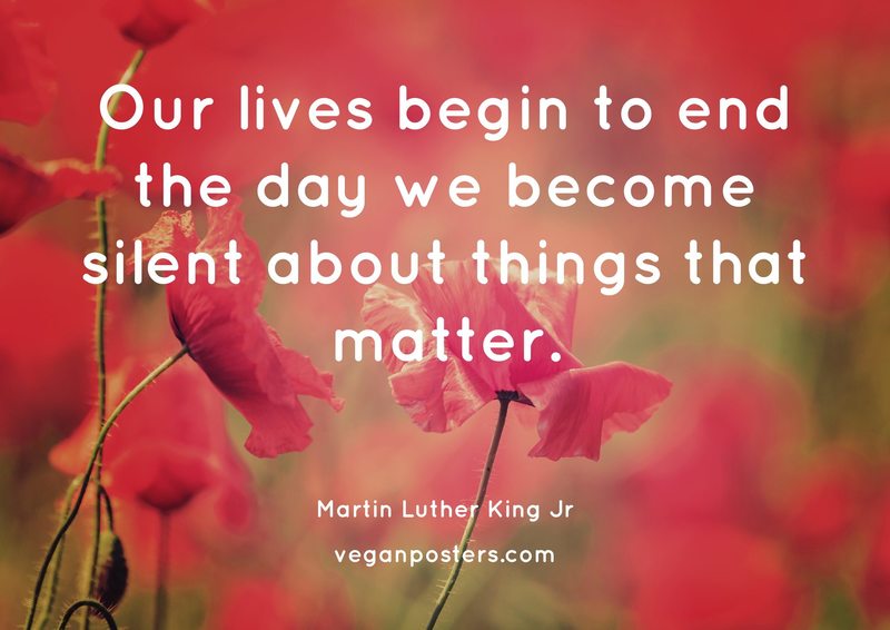 Design: Poppyness Our lives begin to end the day we become silent about things that matter.