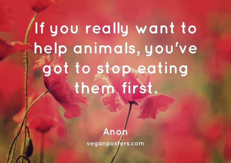 If you really want to help animals, you've got to stop eating them first.