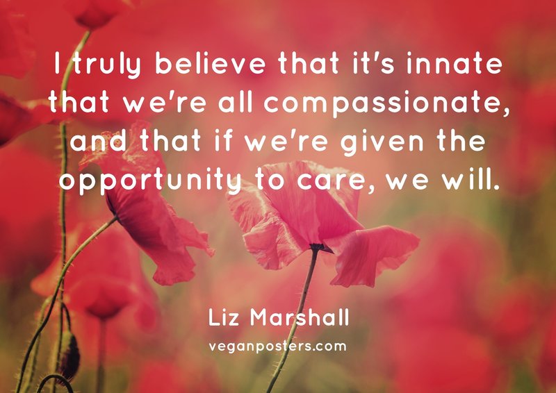 I truly believe that it's innate that we're all compassionate, and that if we're given the opportunity to care, we will.