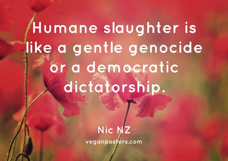 Humane slaughter is like a gentle genocide or a democratic dictatorship.