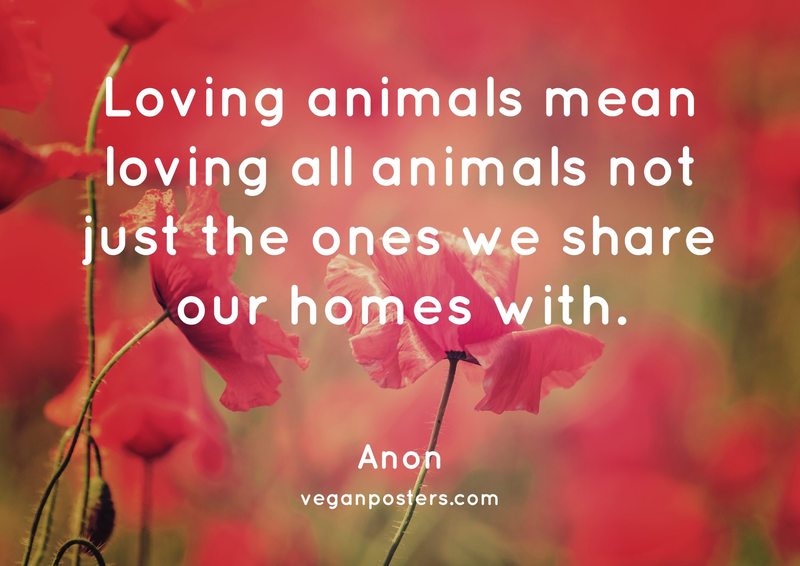Loving animals mean loving all animals not just the ones we share our homes with.