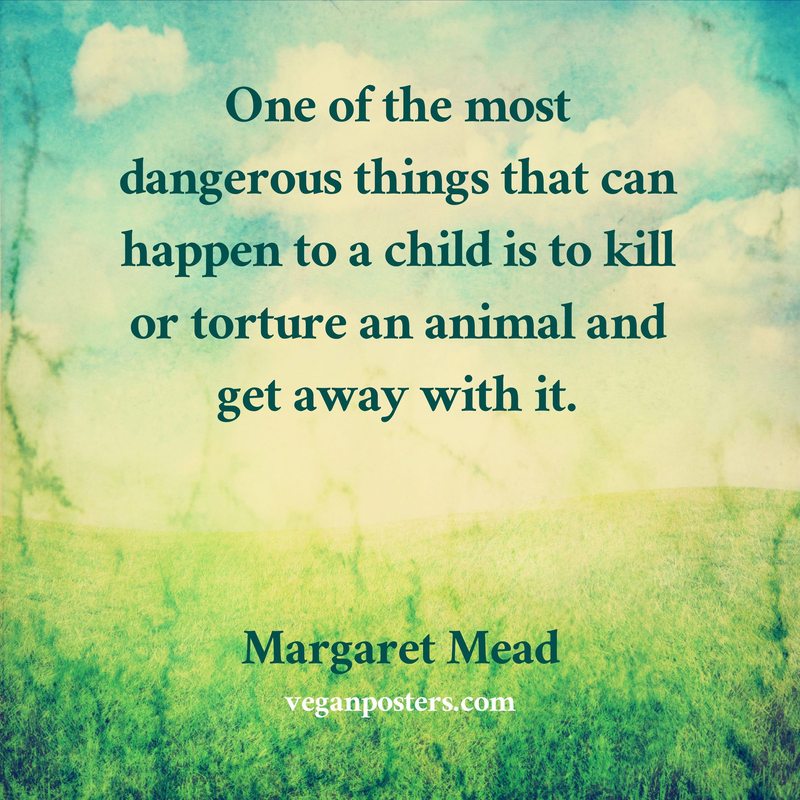 One of the most dangerous things that can happen to a child is to kill or torture an animal and get away with it.