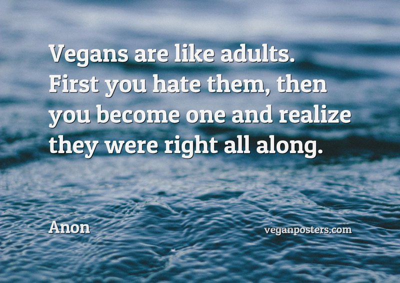 Vegans are like adults. First you hate them, then you become one and realize they were right all along.