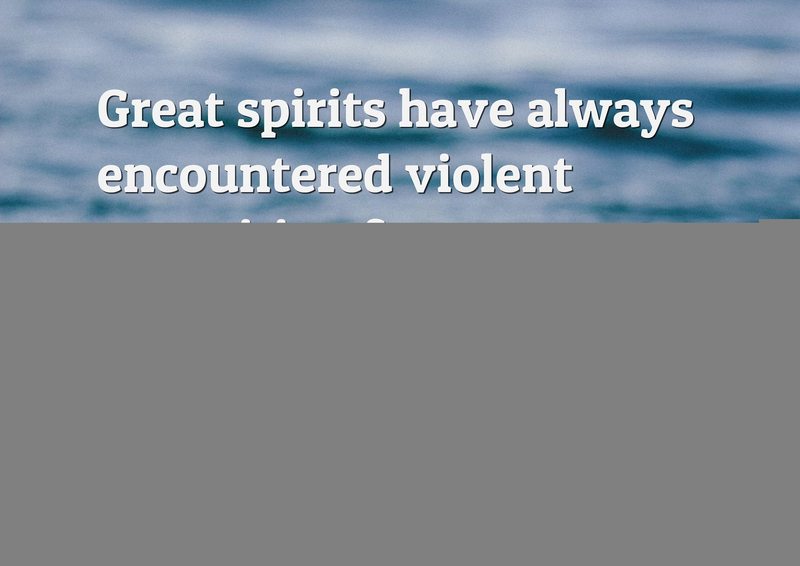Great spirits have always encountered violent opposition from mediocre minds.