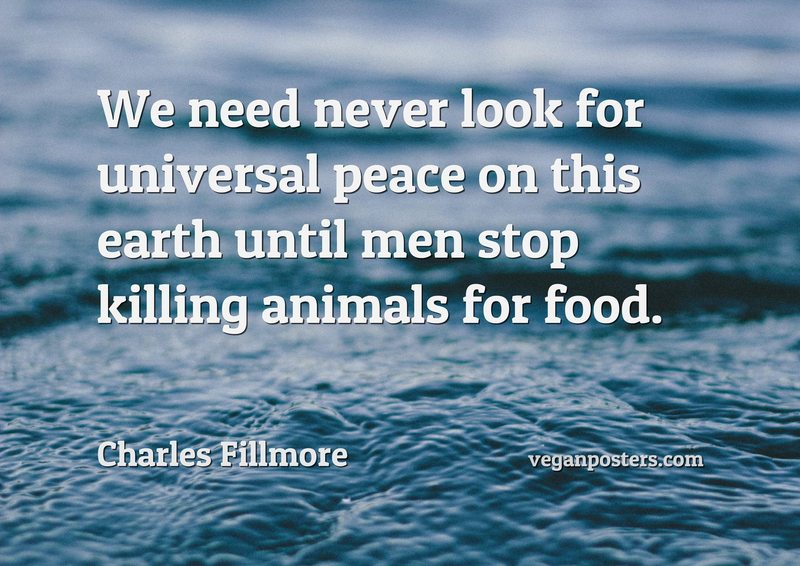 We need never look for universal peace on this earth until men stop killing animals for food.